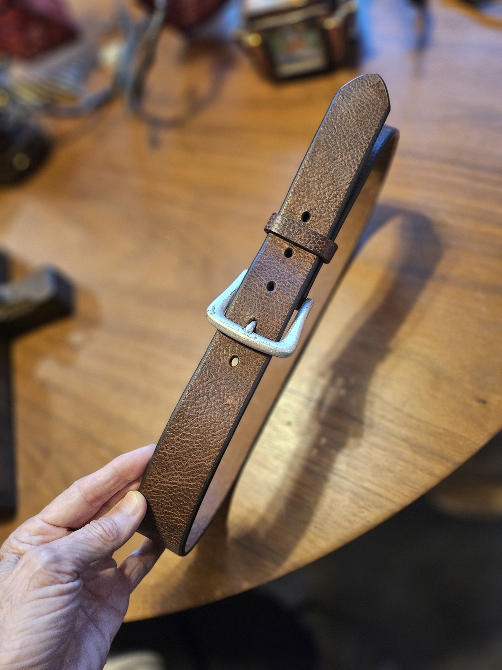 Cavender's Men’s Brown Leather Belt with Silver Buckle 32